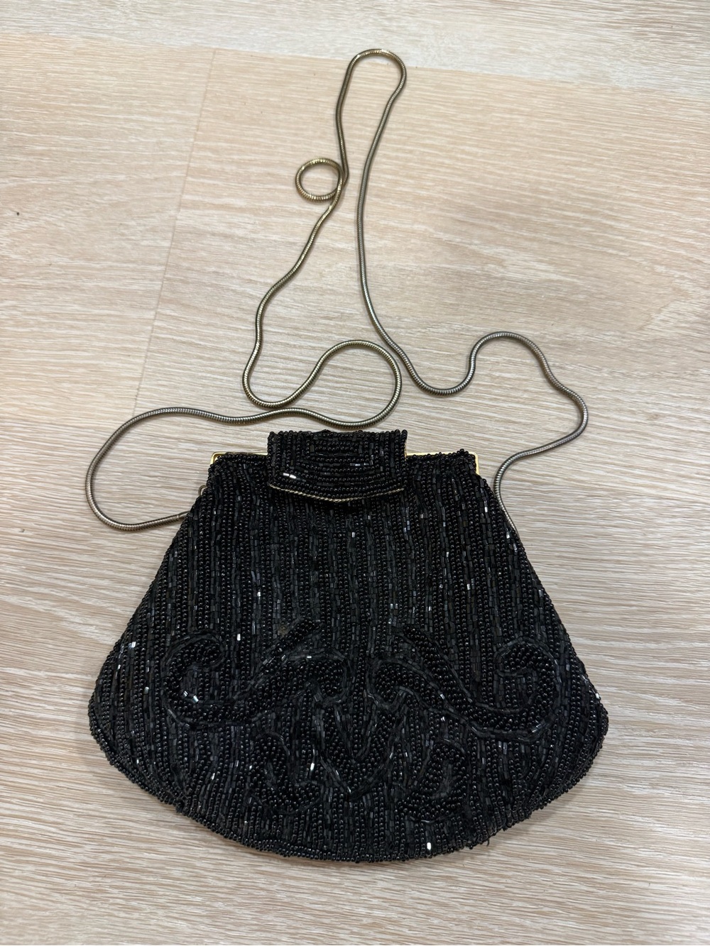 Bechamel Vintage Black Beaded Crossbody